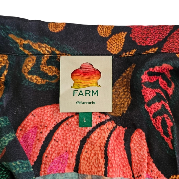 Farm Rio Collared Button Down Blouse Top Flowerdoscopic Artcore Large - Picture 3 of 6